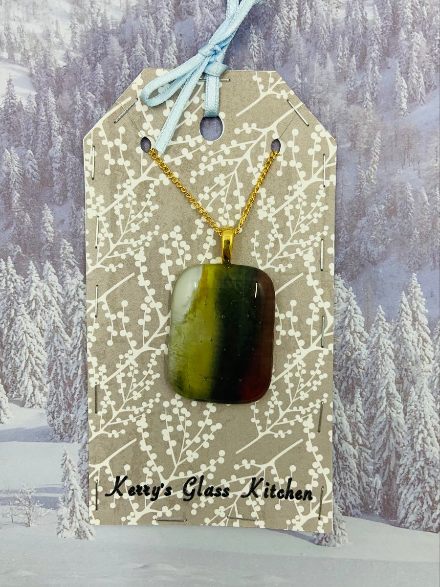 Hand painted  Fused Glass pendant.