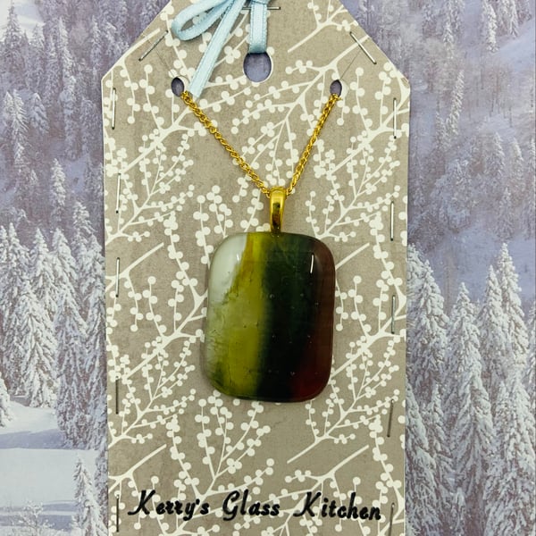 Hand painted  Fused Glass pendant.