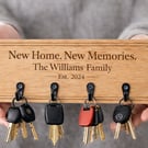 Personalised Wooden Key Holder, New Home Gift, Family Key Hook, Housewarming 
