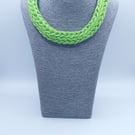 Bright green t-shirt yarn chunky knitted necklace