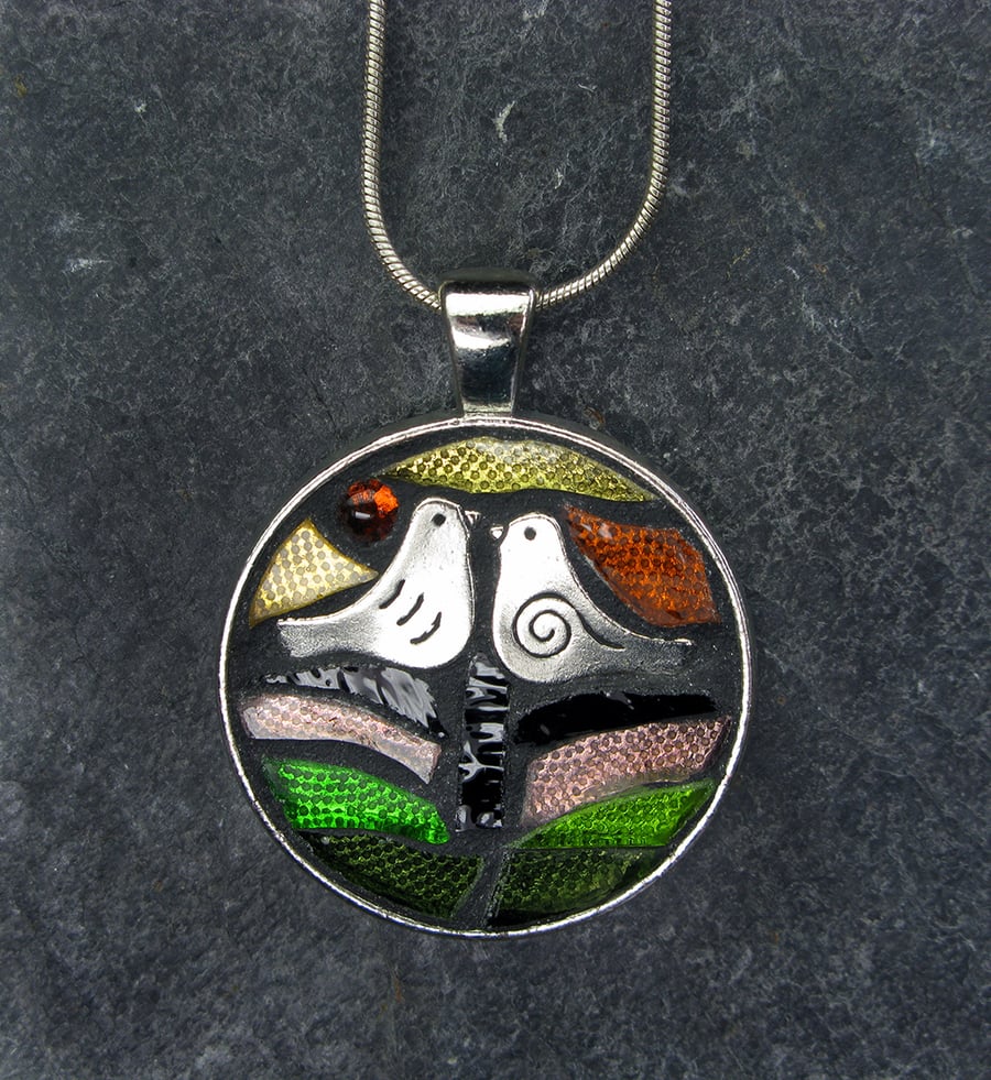 Love Birds Mosaic Pendant