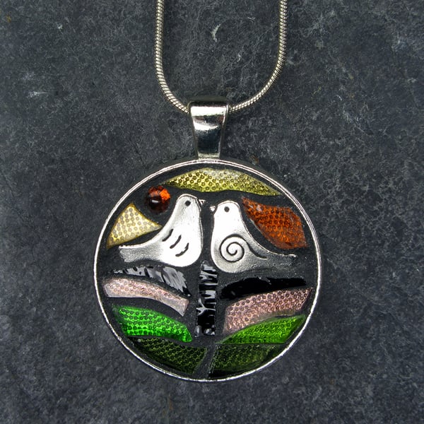 Love Birds Mosaic Pendant