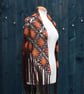 Crochet triangular shawl in sparkly orange, burnt orange, brown - design LF433 - Image 4