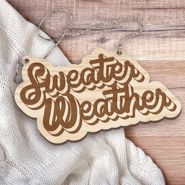 Retro Sweater Weather Sign Fall Themed Decor, Cosy Autumn Home Decor, Sweater 