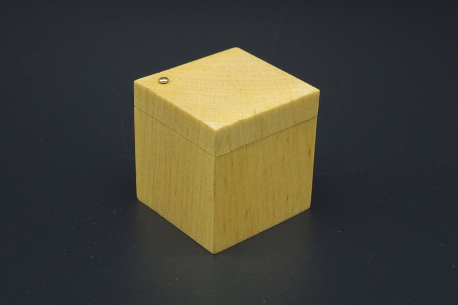 Handmade wooden flock lined ring box. Scottish Ash.