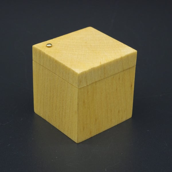 Handmade wooden flock lined ring box. Scottish Ash.