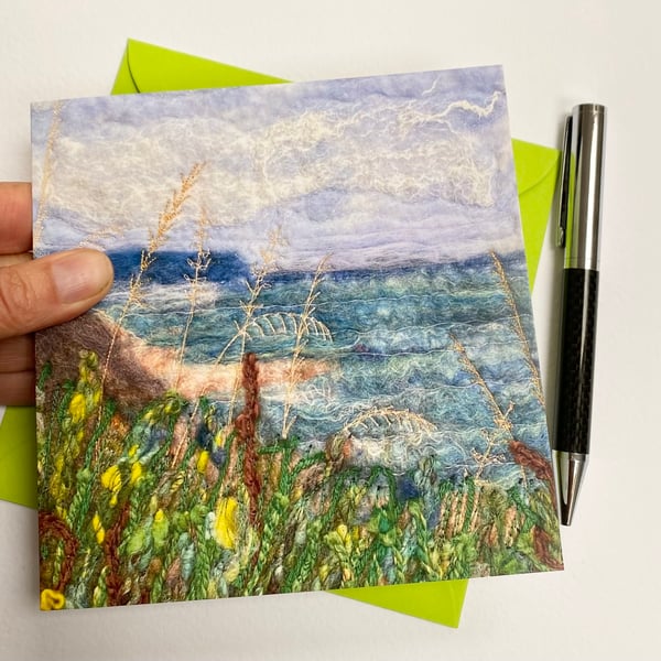 Whitby seascape printed card.