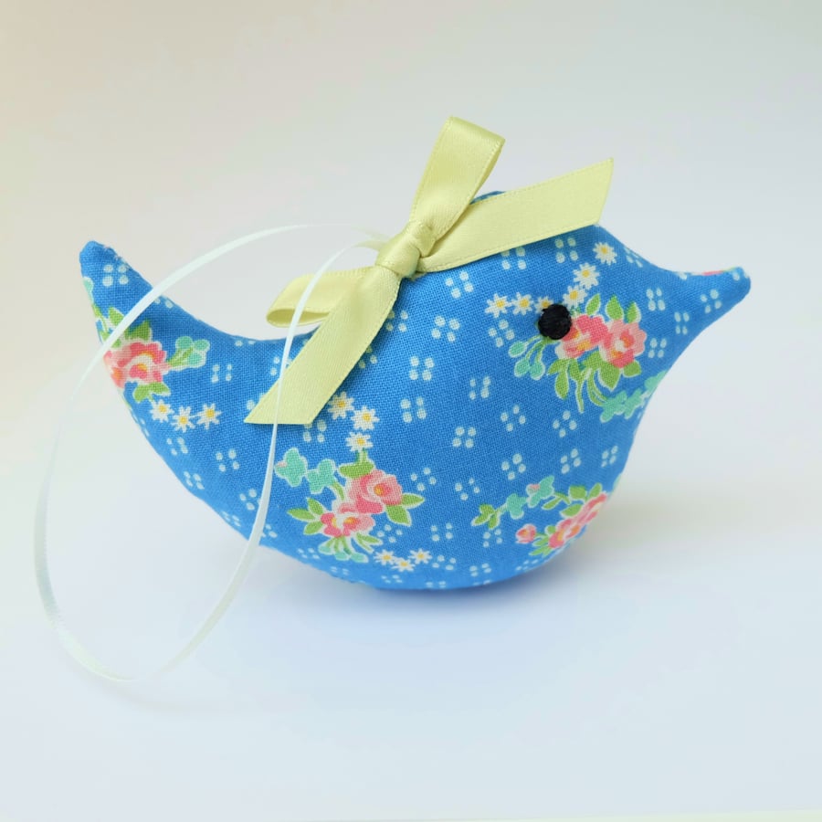 Mid Blue Floral Lavender Bird, Little Scented Sachet