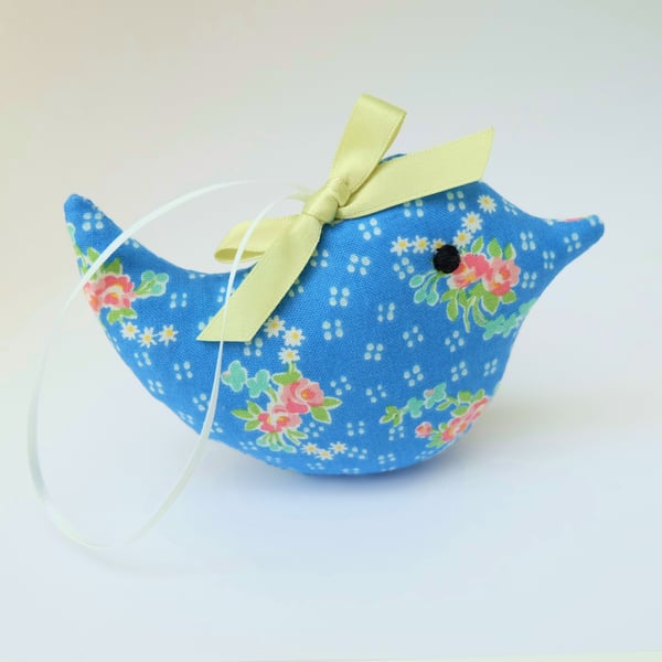 Mid Blue Floral Lavender Bird, Little Scented Sachet