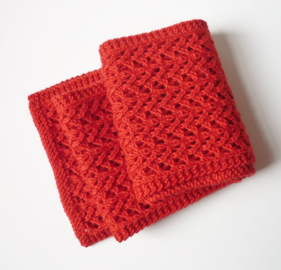 Red wool decorative scarf - Gift for Mum - 7th wedding anniversary