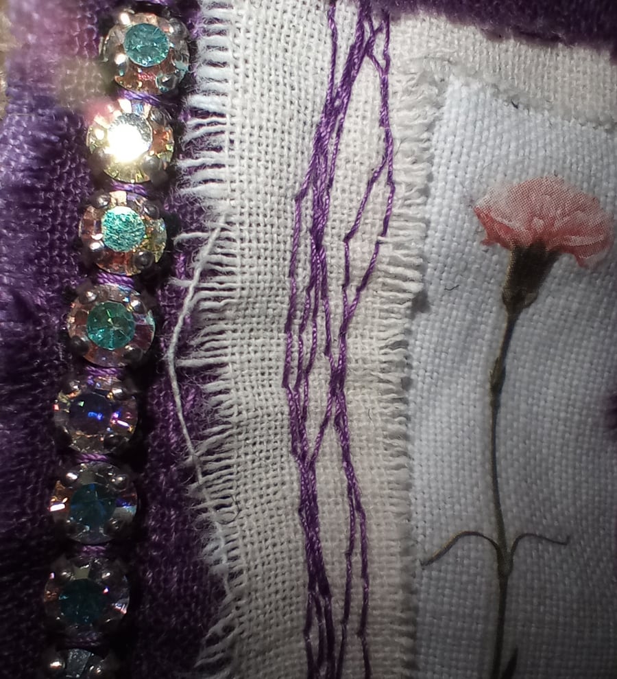 Brooch Pink carnation scrap fabric