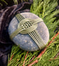 Green Leather Woven Cross Meditation Stone, Japanese Wrapped Rock, Zen Stone - Image 4