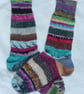 Hand-cranked Frankensox Knitted Ribbed Wool Socks Size 6 to 7 - Image 3