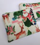 Christmas zipped purse - Santa with Christmas tree, boy and cat
