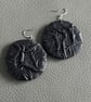 Handcrafted Black Textured Leather Earrings - Modern Styles Circle Earrings 