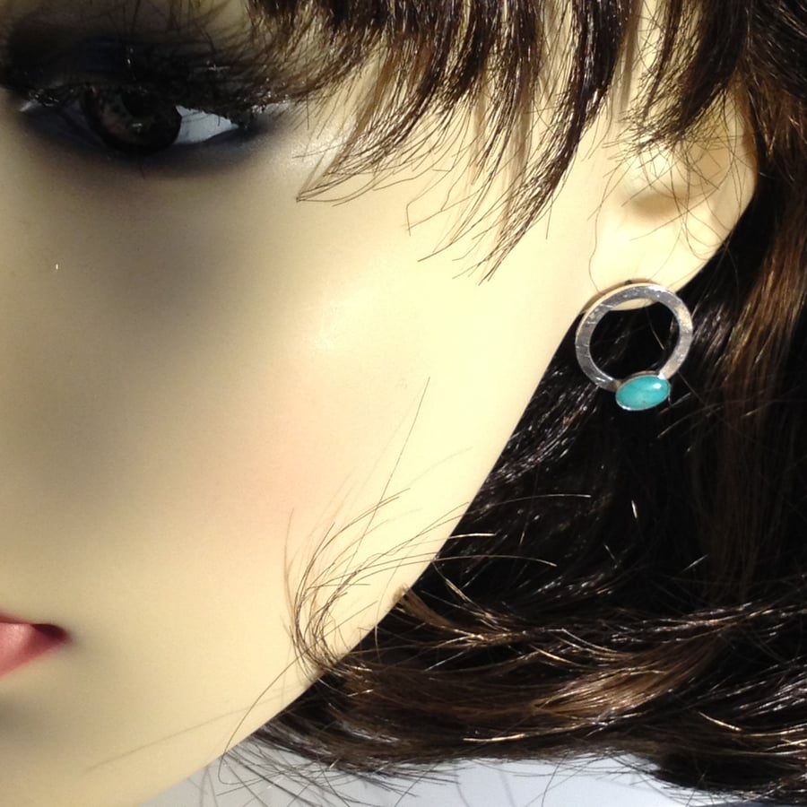 Turquoise circle post earrings 