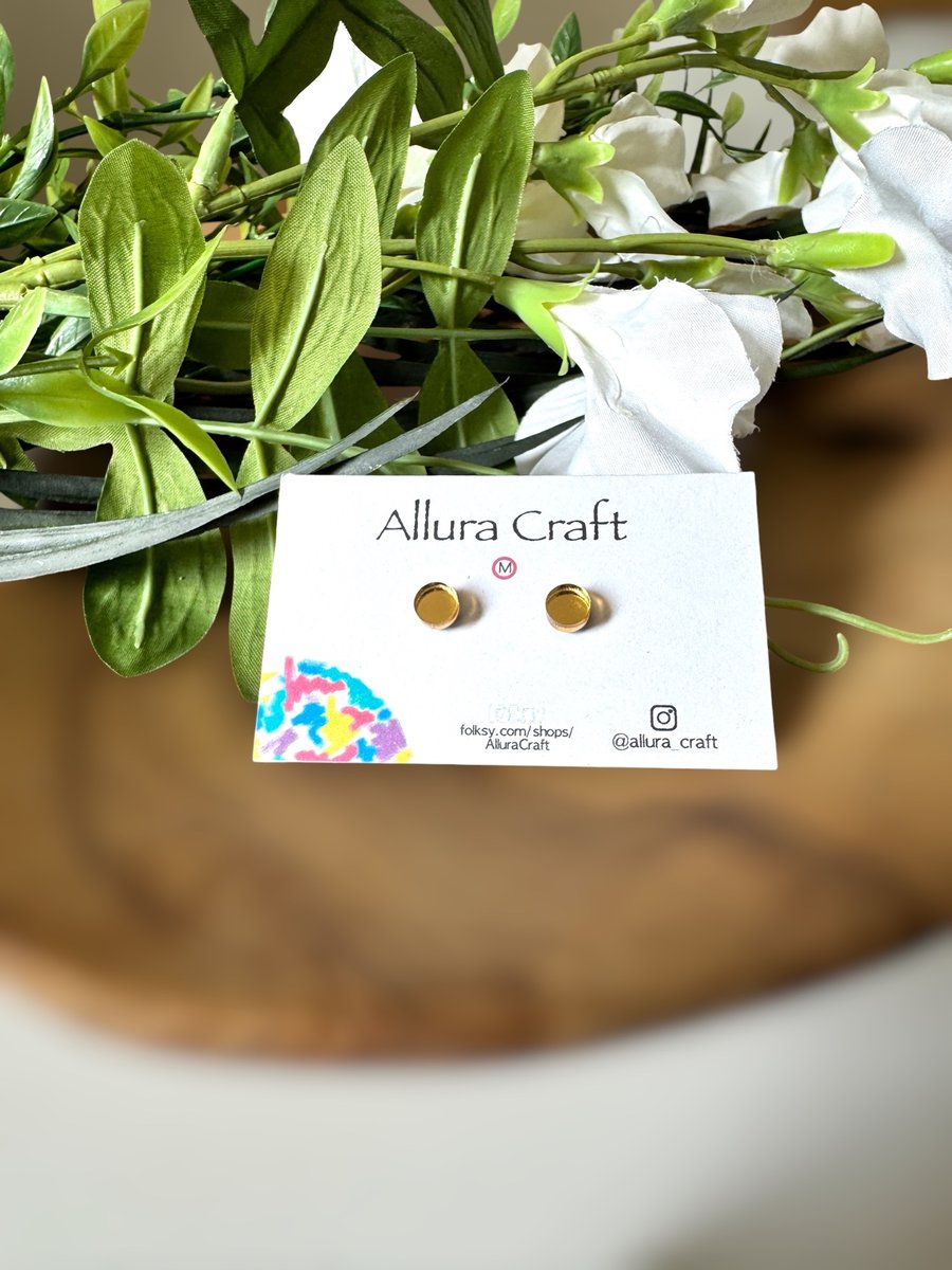 Little Gold Mirror Acrylic Stud 