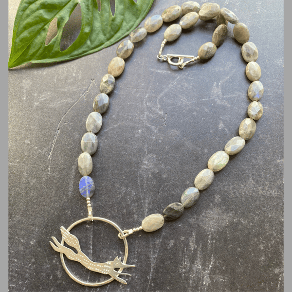 Foxfire - Silver Fox & Labradorite Necklace