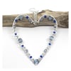 Silver and Blue Crystal Heart, Hanging Decoration