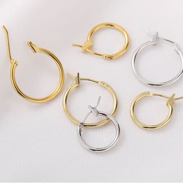(EK63) 10 pcs, 18mm Gold Plated Earrings Hoop Findings