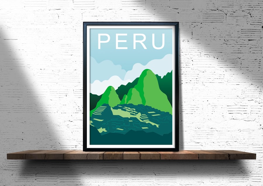 Peru retro travel poster, Peru wall print, retro wall art