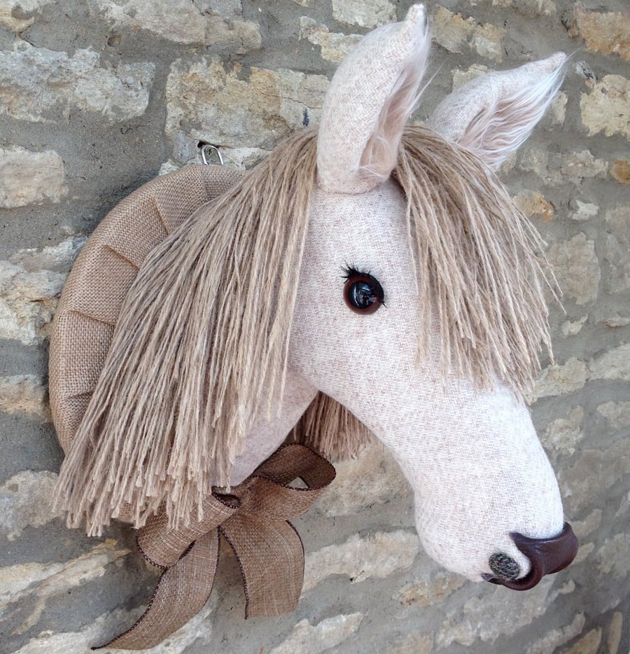 Faux taxidermy Harris tweed country horse pony animal head wall mount