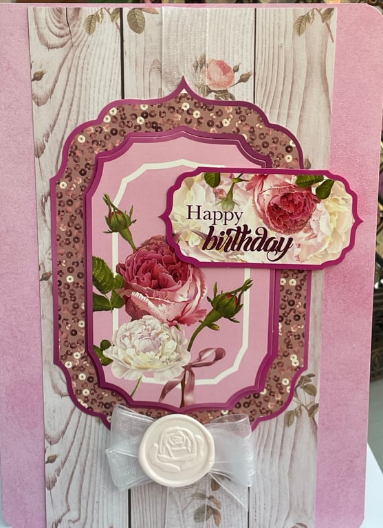Blooming roses Happy Birthday card