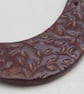 Dark Copper Leaf Pattern Ceramic Crescent Bib Pendant - Image 2