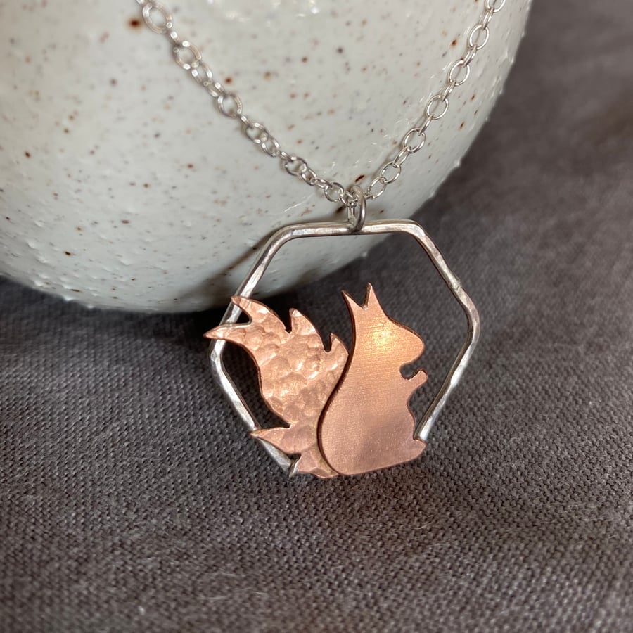 Copper squirrel necklace