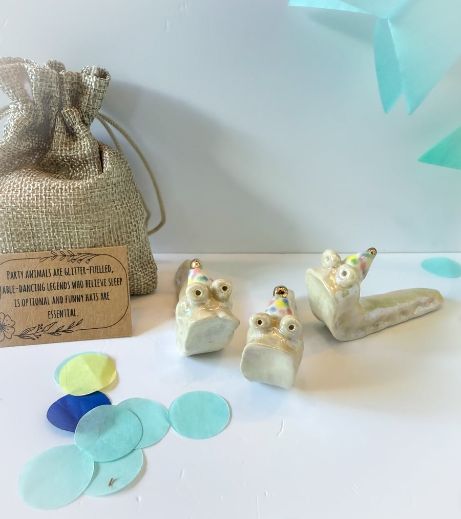 Handmade porcelain party slug 