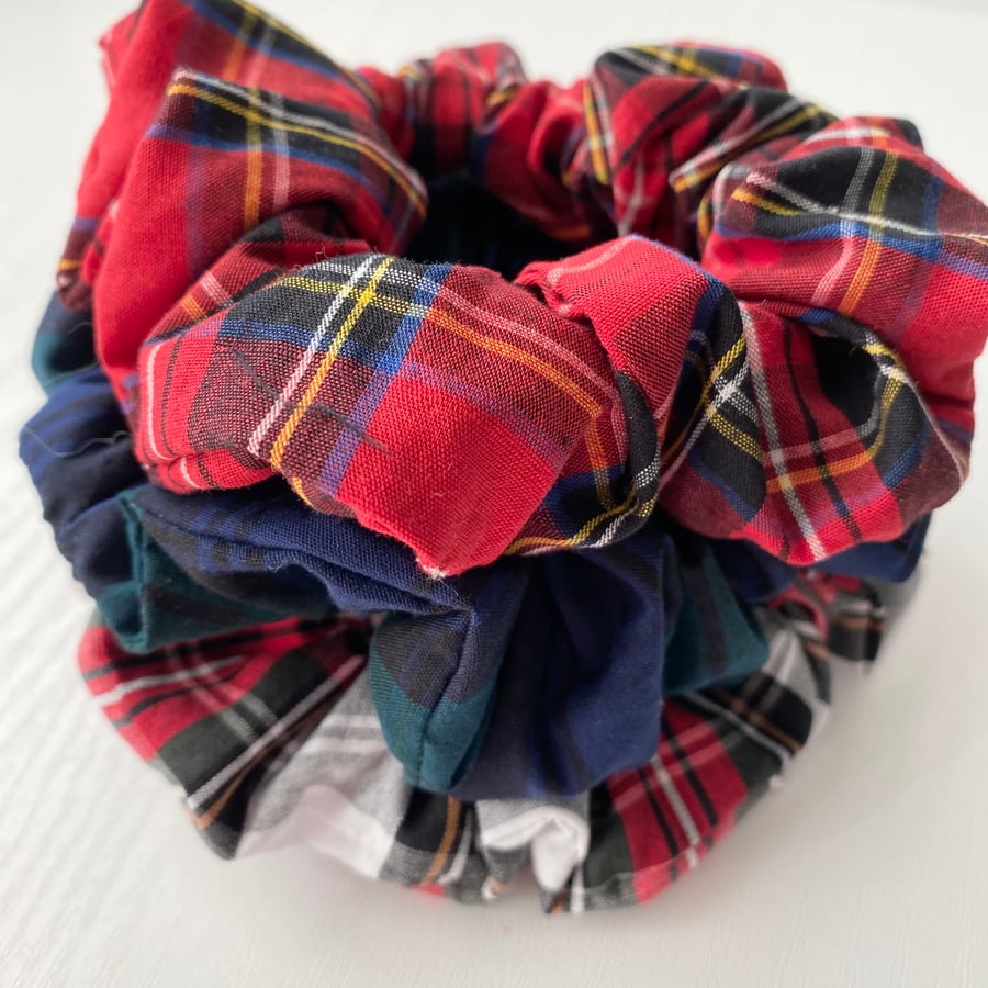 Set of 3 Tartan Hair Scrunchies
