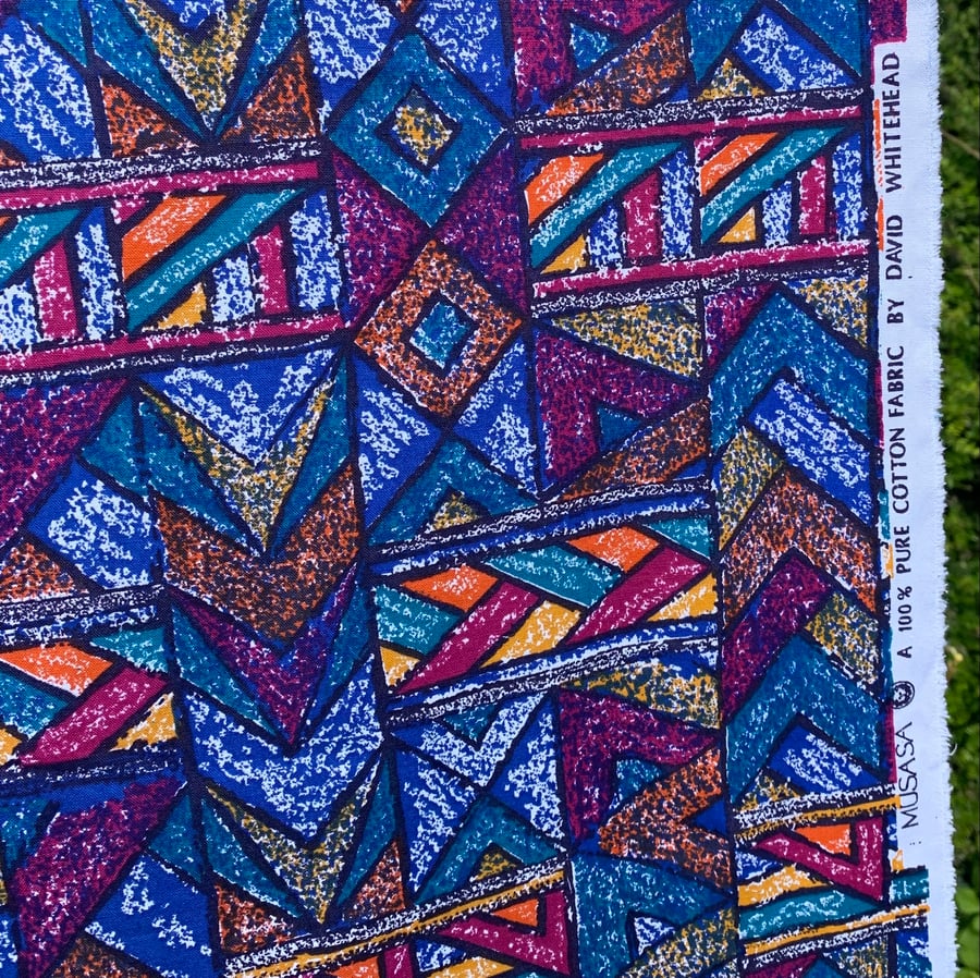 Bold Aztec Abstract Blue Purple MUSASA 80s 90s... - Folksy