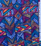 Bold Aztec Abstract Blue Purple  MUSASA 80s 90s David Whitehead Vintage Fabric 