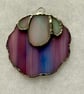 Stained glass small sheep suncatcher - stripy pink with wispy white face - Image 2