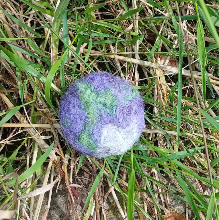 Purple and Green Planet brooch