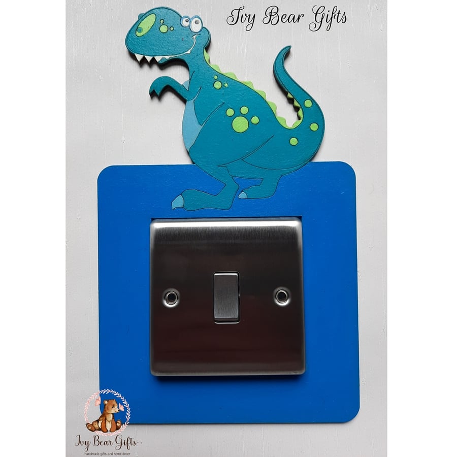 Dinosaur light switch surround for child's bedroom or nursery.