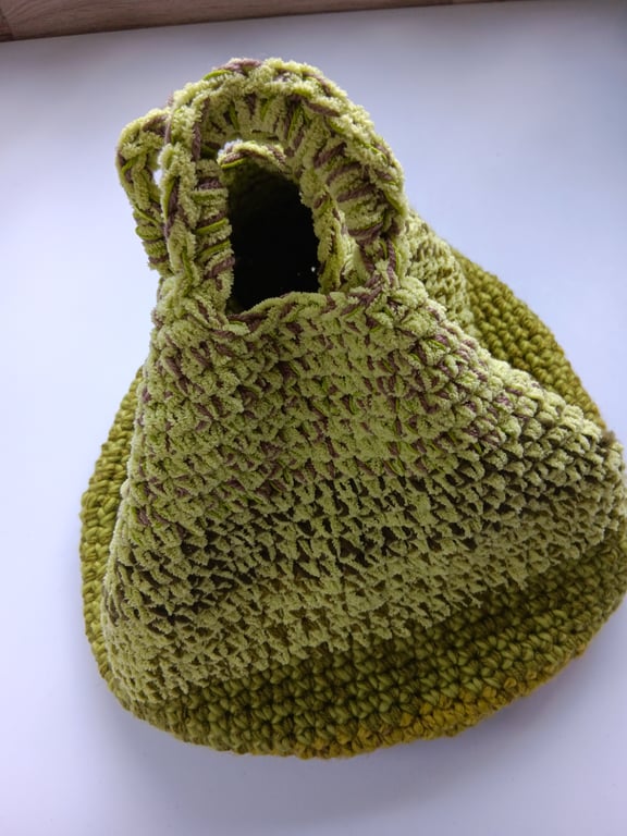 Crochet Basket Bag (Plush Lime) - holds so much!