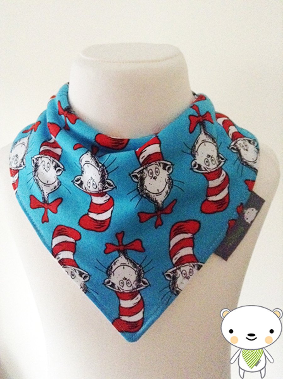 Handmade Baby Bandana Dribble Bib Robert Kaufman CAT IN THE HAT DR SEUSS GIFT