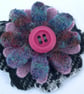 Knitted Felted Upcycled Flower Patterned Woollen wool Corsage Brooch Pin Badge - Image 1