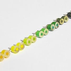 colour pencil ear studs, the yellow and green collection