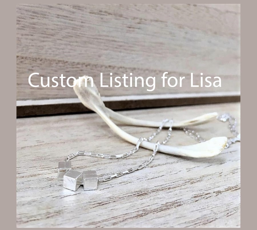 Custom Listing for Lisa - 3 M I N I C U B E S - 20"  . sterling silver necklace 