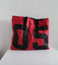 Red Upcycled Sailcloth Shoulder Bag – Large Lightweight Beach Tote - Image 2