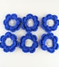Crochet flowers - Double layered royal blue and white flowers with embellishment