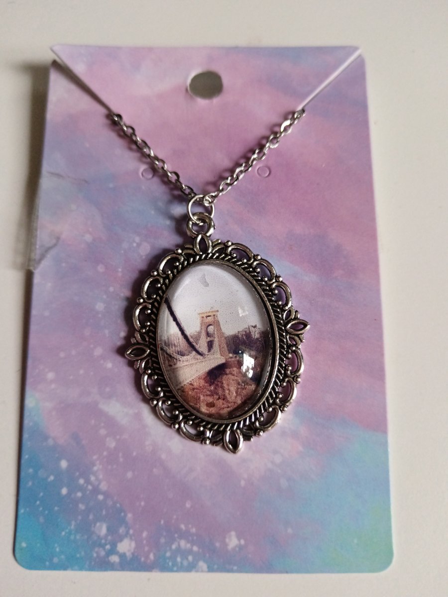 Clifton suspension bridge bristol photography bronze filigree necklace