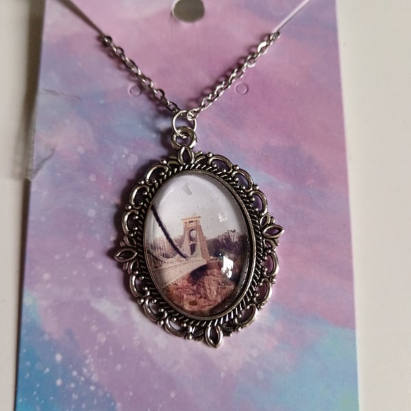 Clifton suspension bridge bristol photography bronze filigree necklace