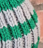 Large Tea Cosy, Brown Betty Compatible, Hand Knitted, Green & Silver Stripes - Image 6