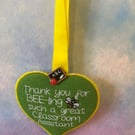 Scented Felt Hanging Heart Decoration Thank you for BEE-ing" end of term gift 
