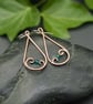 SALE - Hammered Copper Teardrop Swirl Earrings with Teal Faceted Glass Beads - Image 1
