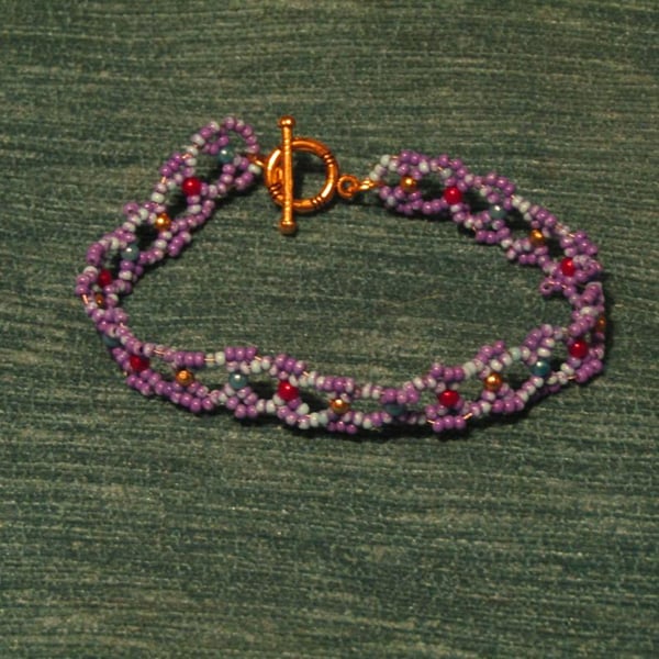 Seed Bead & Pearl Weaved Bracelet