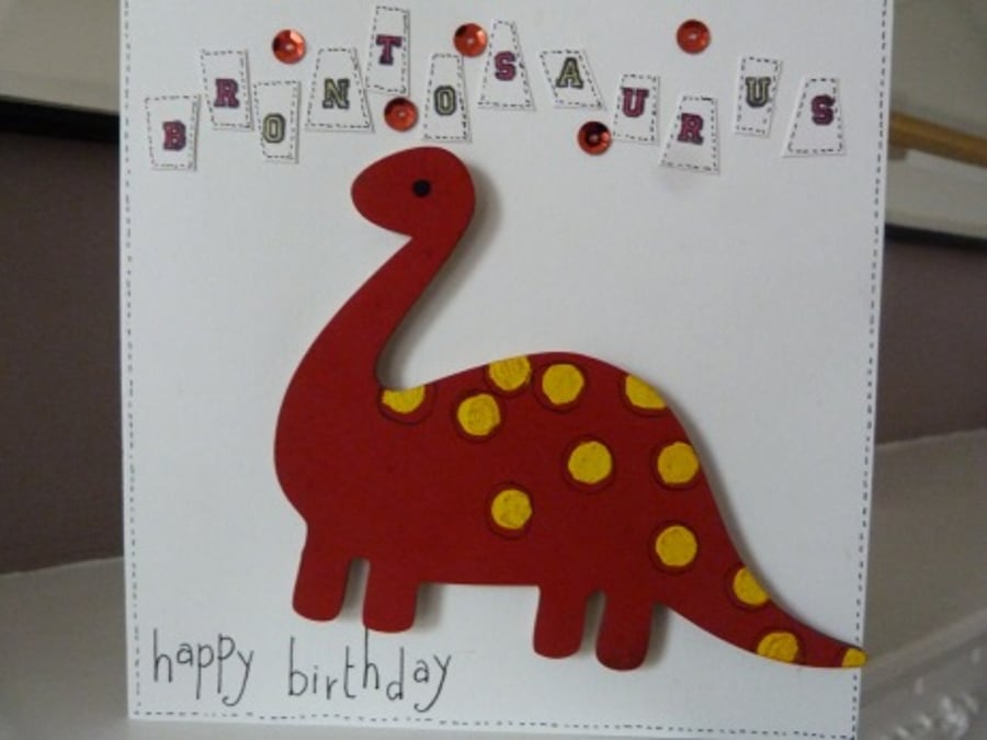 Childrens Brontosauras Birthday Card